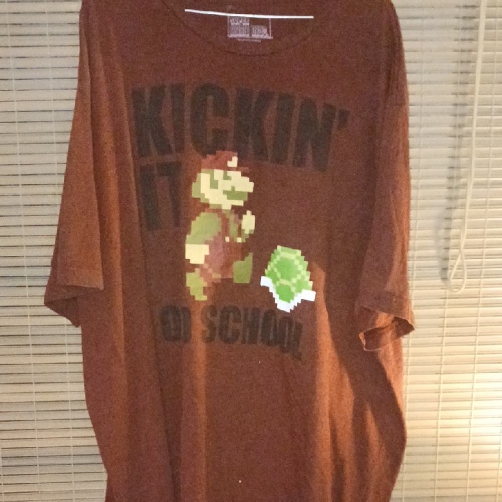 Super Mario Bros. Brown Graphic T-Shirt with Retro Print